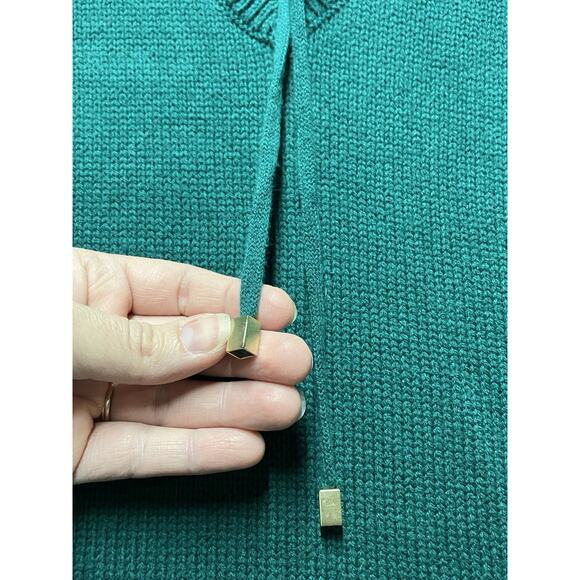 Liz Claiborne Sweater Woman’s XL Green Tunic Lace-Up Neck Holiday Christmas - Picture 7 of 9